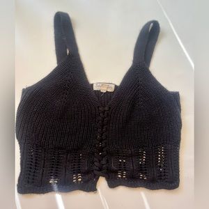 black crochet cropped tank